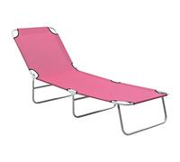 Tonture Chaise longue pliante en acier et tissu rose, réglable, pliable, avec cadre revêtu par pulvérisation, 189 x 58 x 27 cm, chaise longue de jardin pour terrasse, balcon, extérieur, chaise longue