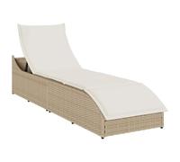 Tonture Chaise Longue Pliante en résine tressée Beige avec Coussin épais et Rangement intégré pour Jardin terrasse Piscine Balcon détente Sieste Bronzer