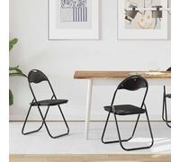 Tonture Chaise Pliante 2 pcs Noir Simili Cuir avec Cadre Acier 48 x 43,5 x 81 cm Assise rembourrée Confortable Design Moderne pour Cuisine Salle à Manger Salon