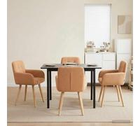Tonture Chaises de Salle à Manger 4 pcs en Tissu bou eige avec Cadre métal et Pieds Bois Massif 59 x 57 x 85 cm Design Moderne avec Dossier et accoudoir Confort pour Repas Salon Cuisine