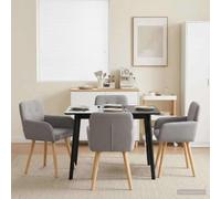 Tonture Chaises de Salle à Manger 4 pcs en Tissu bou ris Clair avec Cadre métal et Pieds Bois Massif d'hévéa Design Moderne Confortable pour Cuisine Salon Repas Ergonomique