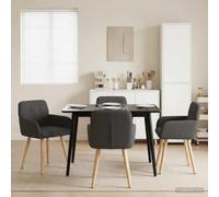 Tonture Chaises de Salle à Manger 4 pcs en Tissu bou ris foncé avec Cadre métal et Pieds Bois Massif d'hévéa, Dossier incliné et accoudoirs, Design Moderne pour Cuisine Salon Repas Confortable