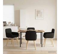 Tonture Chaises de Salle à Manger 4 pcs en Tissu bouclé Noir avec Cadre métal et Pieds Bois Massif 59 x 57 x 85 cm Design Moderne Confortable Dossier incliné accoudoirs pour Cuisine Salon Repas