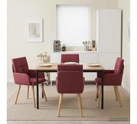 Tonture Chaises de Salle à Manger 4 pcs Tissu Bordeaux avec Cadre métal et Pieds Bois 60 x 56 x 96 cm chaises Cuisine Confort Design Dossier accoudoir rembourré Moderne