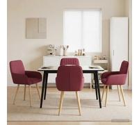Tonture Chaises de Salle à Manger 4 pcs Tissu Bordeaux avec Pieds Bois Massif hévéa Cadre métal Robuste Dossier et accoudoir inclinés Confortables pour Cuisine Salon Repas Moderne