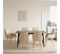 Tonture Chaises de Salle à Manger 4 pcs Tissu crème avec Cadre métal et Pieds Bois 60 x 56 x 96 cm Design Moderne Confortable Dossier et accoudoir pour Repas Salon Cuisine