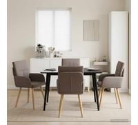 Tonture Chaises de Salle à Manger 4 pcs Tissu Taupe avec Cadre métal et Pieds Bois Massif 60 x 56 x 96 cm Dossier incliné accoudoirs Plats Assise rembourrée pour Cuisine Salon Repas Moderne Design