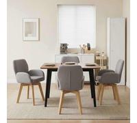 Tonture Chaises de Salle à Manger pivotantes 4 pcs en bou ris Clair avec Cadre Bois et métal, Dossier incliné et accoudoirs Confortables, siège rembourré, Design Moderne pour Cuisine et Salon