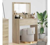 Tonture Coiffeuse pour chambre à coucher en chêne Sonoma - 80 x 39,6 x 135 cm - Avec tiroirs et miroir - Organiseur de rangement pour maquillage - Table cosmétique avec éclairage et étagère