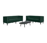 Tonture Ensemble canapé Chesterfield Velours Vert foncé 2 Places et 3 Places avec traversins 4 Coussins Confort Salon séjour Chambre Bureau Moderne élégant