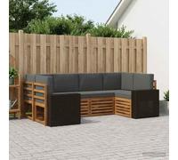 Tonture Ensemble canapé d'angle 6 pièces Bois d'acacia Naturel Anthracite 245x136,5x73 cm pour Jardin terrasse Design Moderne Confortable Durable