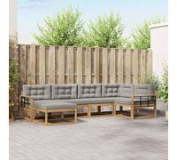Tonture Ensemble de canapés d'extérieur 5 pièces Blanc et Gris Clair en Bois d'acacia Massif Design Moderne pour Jardin Patio Cour et Espace extérieur