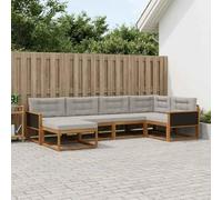 Tonture Ensemble de canapés d'extérieur 6 pièces en Bois d'acacia Massif Gris Clair pour Jardin et Patio avec sièges modulables et Coussins Amovibles