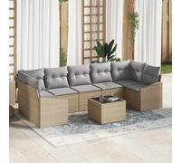 Tonture Ensemble de Canapés modulables en polyrotin Beige et Gris Clair pour extérieur, Salon de Jardin, terrasse, Balcon, avec Table réglable, Coussins Amovibles et résistant aux UV