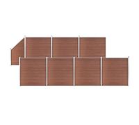 Tonture Ensemble de clôture en composite bois-plastique marron 7 panneaux carrés et 1 panneau incliné 1311x186 cm pour jardin terrasse balcon piscine sécurité