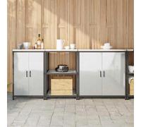 Tonture Ensemble de Rangement Cuisine HATTEM 3 pièces en Acier galvanisé argenté pour Cuisine Moderne, Buffet, vaisselier, Armoire, étagère, Commode, Rangement Pratique et Stockage Durable