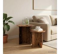Tonture Ensemble de Tables d'appoint en Bois Ancien 2 pcs, Table Bout canapé Ronde 45 x 45 cm, sellette Console pour Salon, Chambre, Bureau, Support Rangement Polyvalent