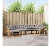 Tonture Ensemble Meuble canapé d'extérieur 7 pcs en Bois d'acacia Massif Blanc et Gris Clair avec Coussins Confortables et Dossier Soutien pour Jardin, terrasse, Patio, Design Moderne et Durable