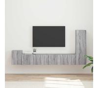 Tonture Ensemble Meuble TV 3 pièces Gris Sonoma en Bois d'ingénierie avec Portes et étagères, Meuble Mural Suspendu Moderne pour Salon séjour, Rangement Pratique et Design scandinave