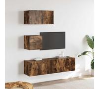 Tonture Ensemble Meuble TV chêne fumé Bois d'ingénierie 4 pièces Suspendu Mural avec tiroir Niche Rangement pour Salon séjour télévision Design Moderne scandinave Industriel