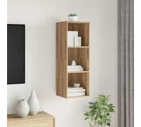 Tonture Ensemble Meuble TV Mural en Bois d'ingénierie chêne Artisanal 37 x 37 x 107 cm avec 3 étagères, Design Moderne scandinave pour Salon séjour, Rangement multimédia Pratique et élégant