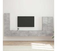 Tonture Ensemble Meuble TV Mural Gris béton 6 pcs avec 12 étagères, Portes pivotantes et Rangement Polyvalent pour Salon, Chambre, Design Moderne scandinave et Industriel