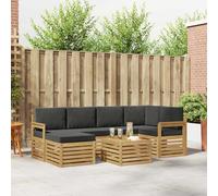 Tonture Ensemble mobilier d'extérieur 7 pièces en Bois d'acacia Massif Blanc et Anthracite, canapé modulaire avec Coussins, Table, Pouf, Design Moderne pour Jardin terrasse Salon extérieur