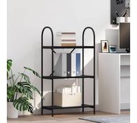 Tonture Étagère en Bois d'ingénierie avec Cadre en Acier Noir 60 x 30 x 109 cm, Meuble de Rangement Moderne avec Trois étagères pour bibliothèque, Salon, Bureau ou Chambre