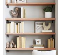 Tonture Étagère Murale en Bois de chêne Massif Marron Clair, Support Flottant, Rangement Design pour Salon, Chambre, Cuisine et Bureau, capacité 20 kg, Finition Vernie, Support bibliothèque