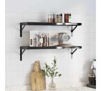 Tonture Étagères murales 2 pièces 75x23,5 cm en Acier Inoxydable Noir Support de Rangement Flottant pour Salon Chambre Cuisine Bureau décoration Design Solide