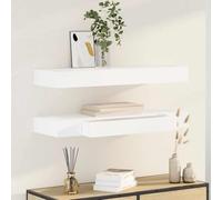 Tonture Étagères murales avec tiroirs 2 pcs Blanc 80 cm pour Rangement décoration Salon Chambre Cuisine Support bibliothèque Design Finition Mate