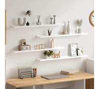Tonture Étagères murales en MDF Blanches 4 pièces 80x9x3 cm Support de Rangement Flottant pour Salon Chambre Cuisine Bureau décoration Design