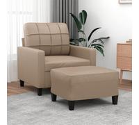 Tonture Fauteuil avec Repose-Pied Cappuccino 60 cm en Similicuir résistant avec Structure métal, Design Moderne pour Salon, Chambre ou Bureau, Confort Optimal et polyvalence d'usage