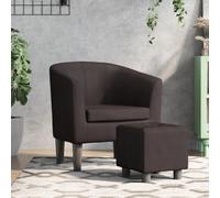 Tonture Fauteuil Cabriolet Marron en Similicuir avec Repose-Pied, Chaise rembourrée Confortable avec accoudoirs et Dossier, Design scandinave pour Salon Chambre Bureau détente Lecture