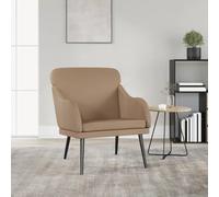 Tonture Fauteuil Cappuccino en Similicuir 63x76x80 cm avec Dossier Rembourré Accoudoirs Confortables pour Salon Bureau Lecture Détente Design Moderne Scandinave