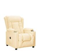 Tonture Fauteuil inclinable électrique crème en Similicuir avec accoudoirs rembourrés, Dossier Ajustable, Repose-Pied motorisé, Design Confortable pour Salon, Bureau, Chambre, détente Ergonomique