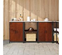 Tonture HATTEM Kit de rangement de cuisine 3 pièces en acier inoxydable avec 6 étagères et 4 portes, 40,58 kg, 60 x 50 x 92 cm, rangement polyvalent pour armoire de cuisine, buffet, garde-manger