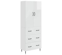 Tonture Lot de 2 armoires en bois blanc brillant 66 x 34,5 x 90 cm avec tiroir, étagère, espace de rangement et étagère pour bureau, salon, couloir, cave et atelier
