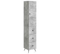 Tonture Lot de 2 armoires en bois gris béton 34,5 x 34,5 x 90 cm avec tiroir et étagère, armoire de rangement polyvalente pour bureau, salon, couloir, cave avec espace de rangement et ordre