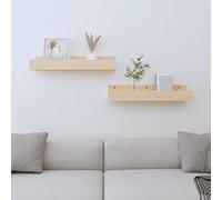 Tonture Lot de 2 étagères murales en pin massif - 50 x 12 x 9 cm - Pour salon, chambre à coucher, cuisine, bureau - Peu encombrant - Rangement et décoration
