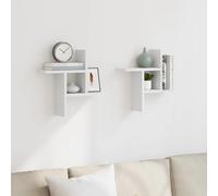 Tonture Lot de 2 étagères murales flottantes en bois blanc - 38 x 12 x 38 cm - Pour salon, chambre à coucher, cuisine, bureau, peu encombrant, ordre et design