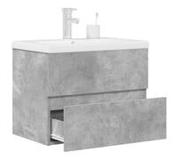 Tonture Lot de 2 meubles de salle de bain gris béton en bois avec lavabo en céramique 61 x 39 x 18 cm, lavabo avec espace de rangement, montage mural, vidange pop-up, armoire 60 x 38,5 x 45 cm pour