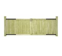 Tonture Lot de 2 portails de jardin - 300 x 100 cm - Bois de pin imprégné - Portail de cour - Double porte pour jardin, terrasse et allée - Résistant aux intempéries et robuste