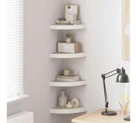 Tonture Lot de 4 étagères d'angle flottantes aspect chêne et MDF blanc - 25 x 25 x 3,8 cm - Étagère murale suspendue - Étagère à livres - Organiseur pour salon, chambre à coucher, cuisine