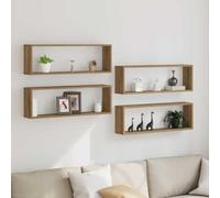 Tonture Lot de 4 étagères murales - Artisanat - En chêne - 80 x 15 x 26 cm - Étagère suspendue - Étagère flottante - Rangement décoratif - Organiseur pour salon, cuisine, bureau