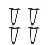 Tonture Lot de 4 pieds en épingle à cheveux pour table basse - Noir - 20 cm - En acier massif - Avec pieds de nivellement réglables - Cadre de table stable - Pour table à manger, bureau, commode