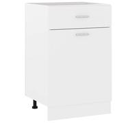 Tonture Lyon Armoire basse en bois blanc 50 x 46 x 81,5 cm avec tiroir, porte, étagère de rangement pour cuisine, salle à manger, micro-ondes, organiseur, armoire d'appoint, armoire de garde-manger
