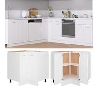 Tonture Lyon Meuble bas d'angle en bois blanc 75,5 x 75,5 x 81,5 cm avec espace de rangement et étagère, meuble bas peu encombrant pour cuisine, salle à manger, rangement pratique et aspect moderne
