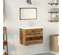 Tonture Meuble de lavabo avec tiroirs en Bois Ancien pour Salle de Bain Moderne, Rangement Compact Mural avec Porte et étagère, idéal pour Toilette WC Douche buanderie