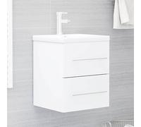 Tonture Meuble sous lavabo blanc en bois 41 x 38,5 x 48 cm avec tiroir de rangement et design robuste pour meubles de salle de bain et buanderie, idéal pour les toilettes d'invités et montage mural